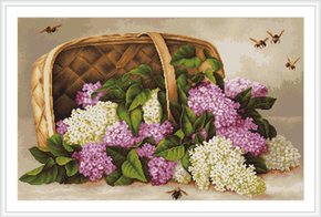 Petit Point borduurpakket Basket of lilacs - Luca-S