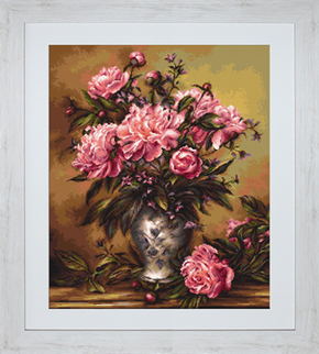 Petit Point borduurpakket Vase of Peonies - Luca-S