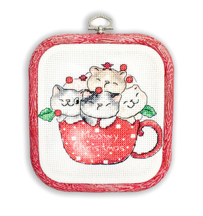 Borduurpakket Meowy Christmas with hoop included - Leti Stitch