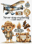 Cross stitch kit Never Stop Exploring - Luca-S