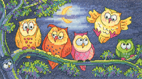 Borduurpakket A Hoot of Owls - Heritage Crafts