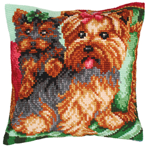 Cushion cross stitch kit Dogs on the Armchair - Collection d'Art