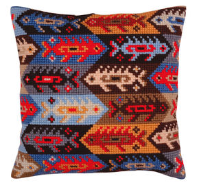 Cushion cross stitch kit Ornament - fish - Collection d'Art