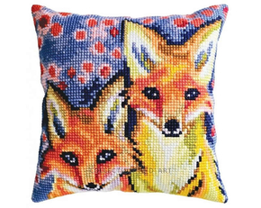 Cushion counted cross stitch kit Fox Cubs - Collection d'Art