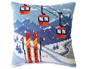 Cushion counted cross stitch kit Aline Skiing - Collection d'Art