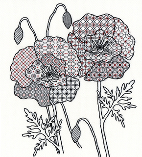 Borduurpakket Blackwork - Poppy - Bothy Threads