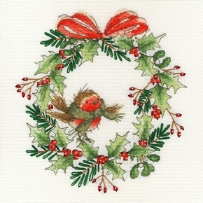 Cross stitch kit Robin Wreath - Bothy Threads