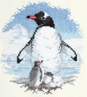 Borduurpakket Birds - Penguins And Chicks - Derwentwater Designs