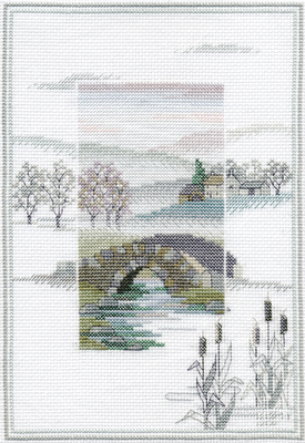 Cross stitch kit Misty Mornings - Winter Bridge - Bothy Threads