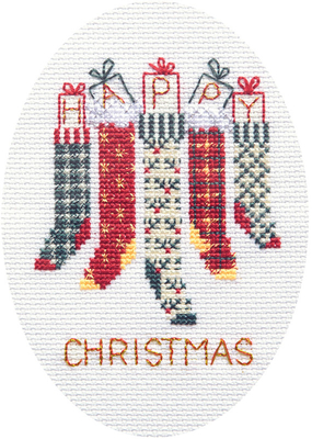 Borduurpakket Christmas Card - Christmas Stockings - Derwentwater Designs