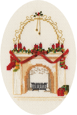 Borduurpakket Christmas Card - Fireplace  - Bothy Threads