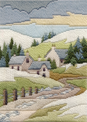 Platsteek pakket Long Stitch Seasons - Winter Cottage  - Bothy Threads
