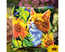 Cushion cross stitch kit Cat in Sunflowers - Collection d'Art
